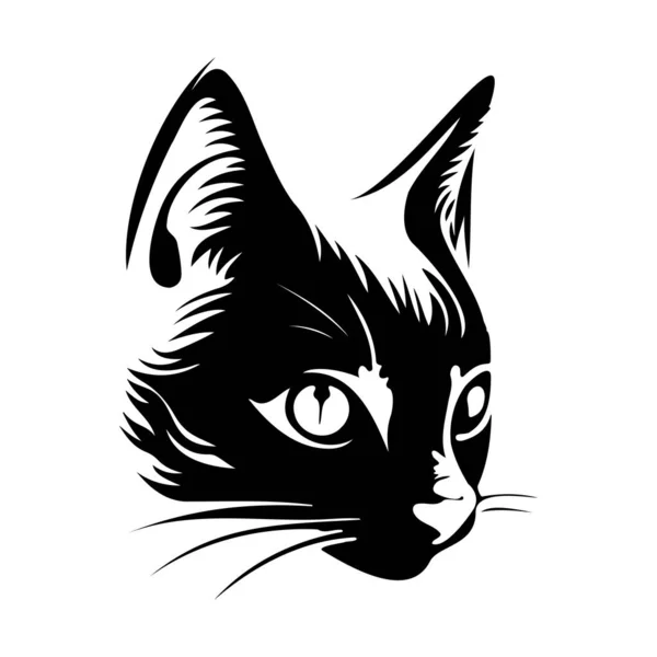 Kattengezicht Silhouetten Kattengezicht Zwart Wit Kattenvector — Stockvector