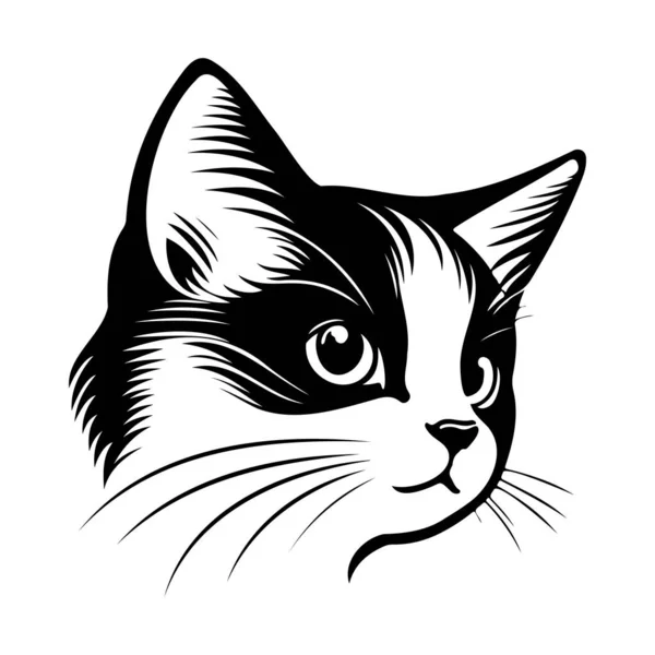 Kattengezicht Silhouetten Kattengezicht Zwart Wit Kattenvector — Stockvector