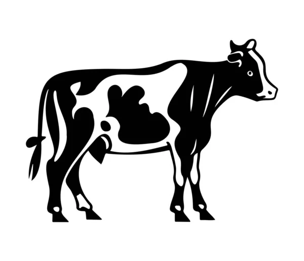 Portrait Vache Symbole Vectoriel Stylisé Vache Noire Blanche Vache Icône — Image vectorielle