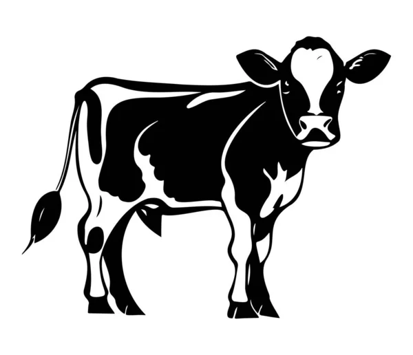 Retrato Vaca Símbolo Vectorial Estilizado Vaca Blanca Negra Vaca Icono — Archivo Imágenes Vectoriales