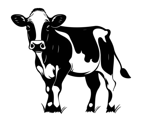 Kráva Portrét Stylizovaný Vektorový Symbol Černá Bílá Kráva Kráva Ikona — Stockový vektor