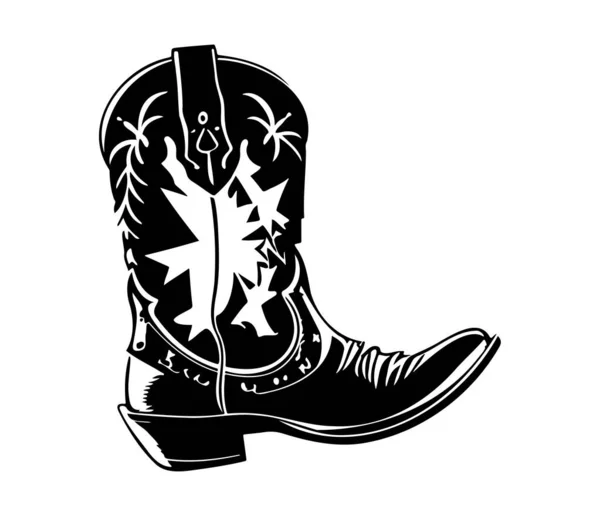 Μπότες Cowboy Μπότες Cowgirl Διάνυσμα Μαύρο Γραφική Απεικόνιση — Διανυσματικό Αρχείο