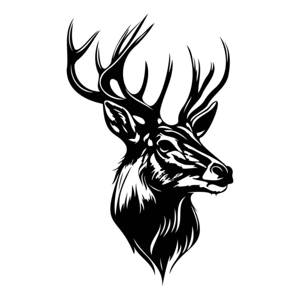 Deer Face Silhouettes Deer Face Black White Deer Vector — Stock Vector