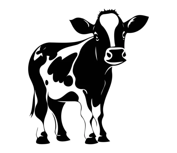 牛の肖像スタイルのベクトル記号 黒と白の牛 乳牛のアイコン — ストックベクタ