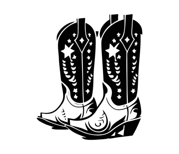 Cowboy Stövlar Cowgirl Stövlar Vektor Svart Grafisk Illustration — Stock vektor