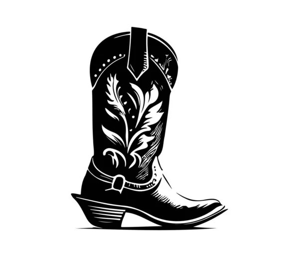 Cowboy Stiefel Cowgirl Stiefel Vektor Schwarze Grafik Illustration — Stockvektor