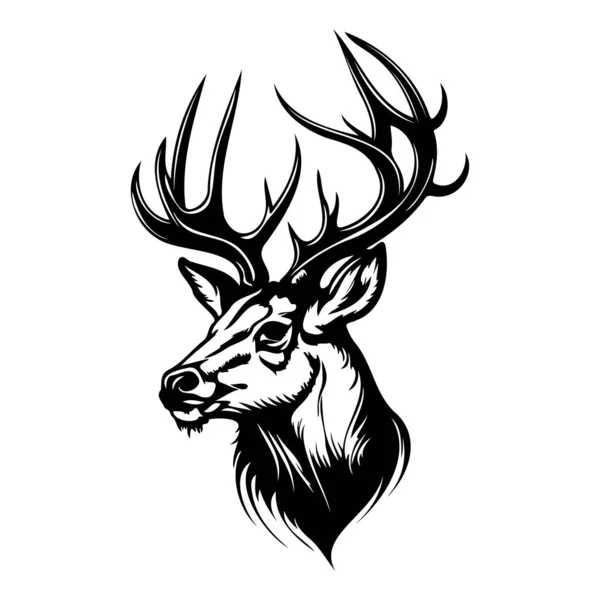 鹿の顔 シルエット鹿の顔 黒と白の鹿のベクトル — ストックベクタ