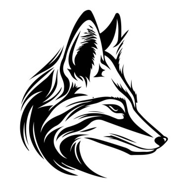 Fox Face, Siluet Fox Face, Siyah beyaz Fox vektörü