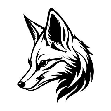 Fox Face, Siluet Fox Face, Siyah beyaz Fox vektörü