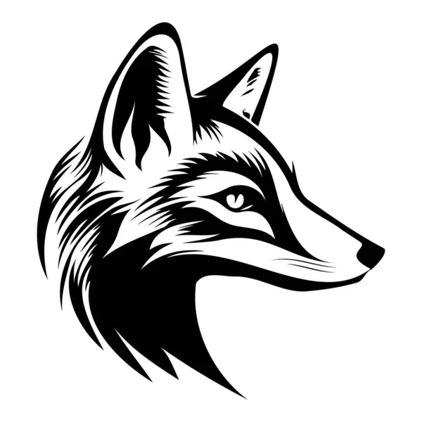 Fox Face Sylwetki Fox Face Czarno Biały Wektor Fox — Wektor stockowy