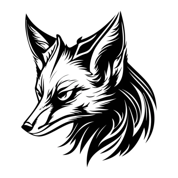 Fox Face Silhouettes Fox Face Black White Fox Vector — 스톡 벡터