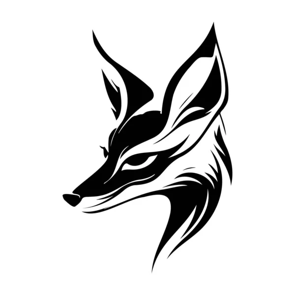 Fox Face Silhouettes Fox Face Black White Fox Vector — Stock Vector