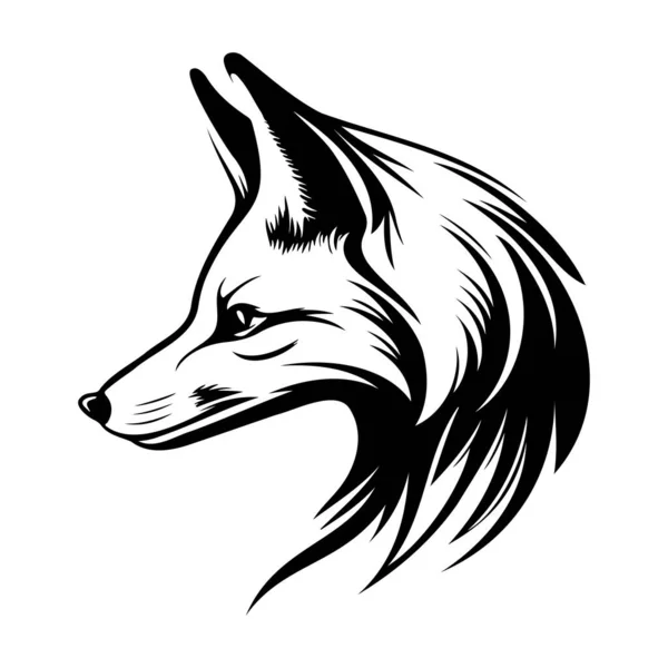 Fox Face Silhouettes Fox Face Vetor Fox Preto Branco — Vetor de Stock