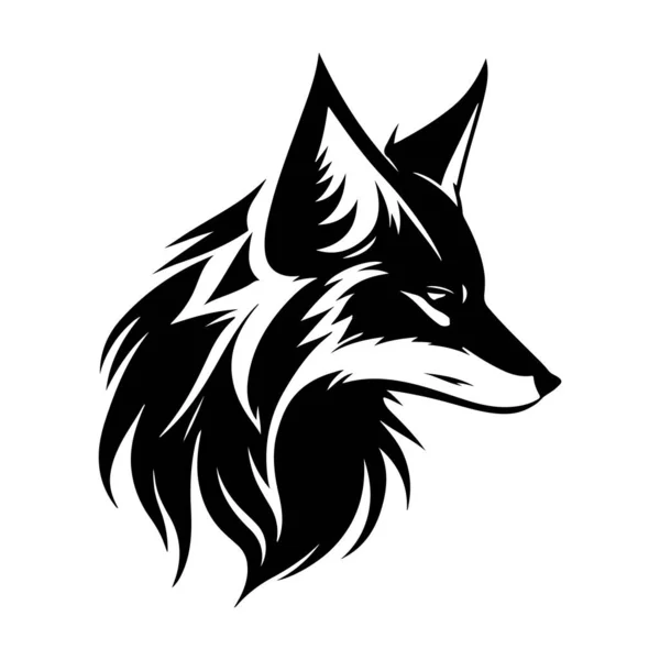 Fox Face Siluet Fox Face Siyah Beyaz Fox Vektörü — Stok Vektör
