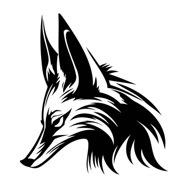 Fox Face Silhouettes Fox Face Vetor Fox Preto Branco — Vetor de Stock