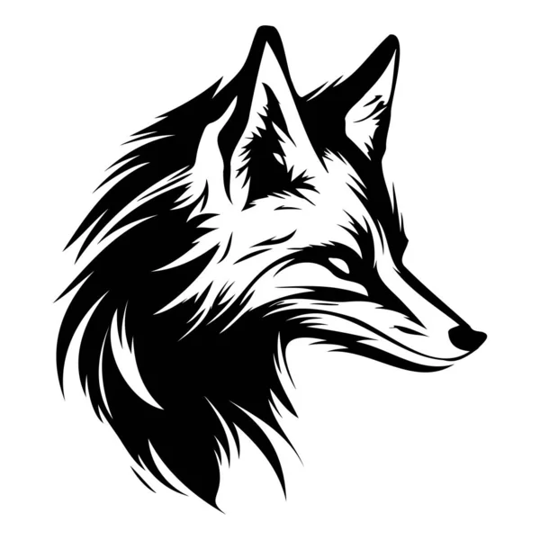 Fox Face Silhouettes Fox Face Vector Fox Blanco Negro — Archivo Imágenes Vectoriales