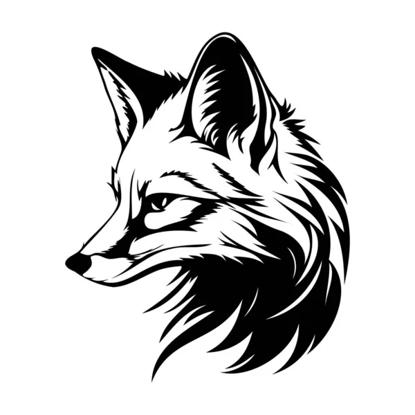 Fox Face Siluety Fox Face Černobílý Fox Vektor — Stockový vektor