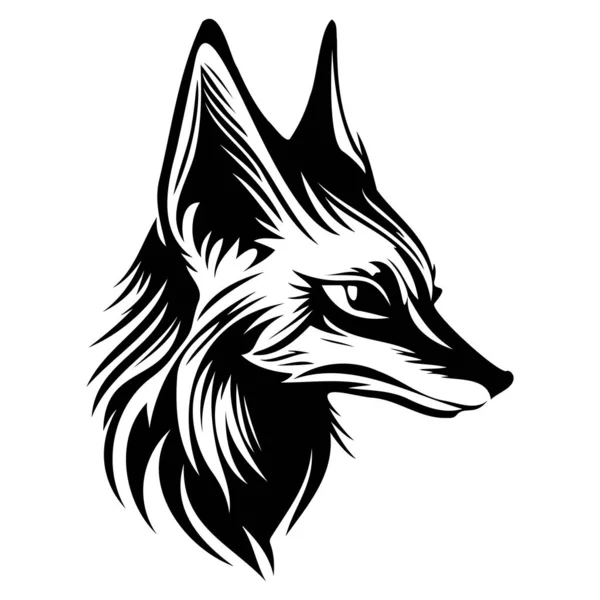 Fox Face Silhouettes Fox Face Black White Fox Vector — 스톡 벡터
