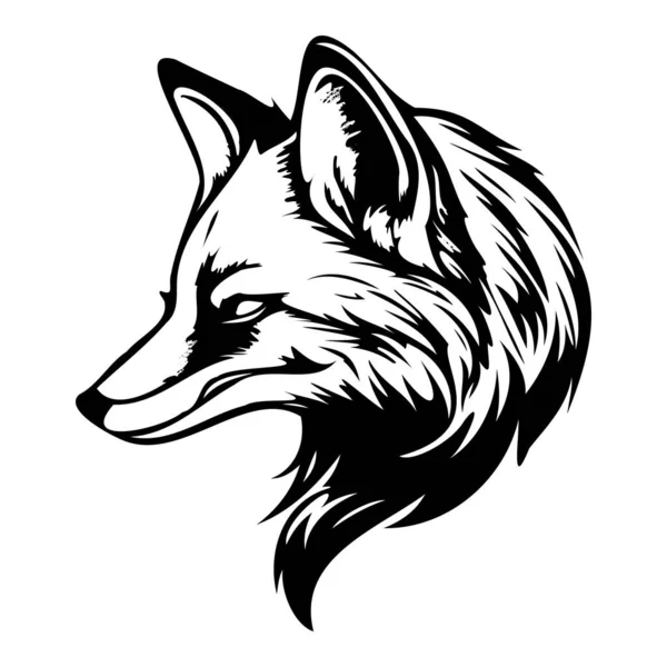Fox Face Siluet Fox Face Siyah Beyaz Fox Vektörü — Stok Vektör