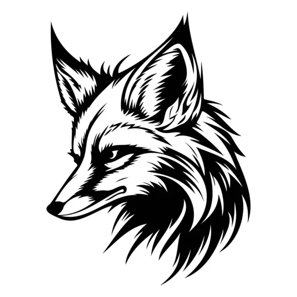 Fox Face Siluety Fox Face Černobílý Fox Vektor — Stockový vektor