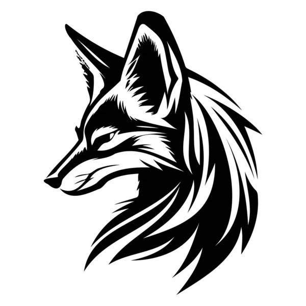 Fox Face Silhouettes Fox Face Fekete Fehér Fox Vektor — Stock Vector