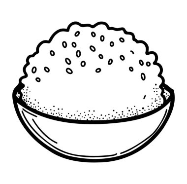 Beyaz Tahıl ya da unla doldurulmuş bir kasenin Doodle Çizimi