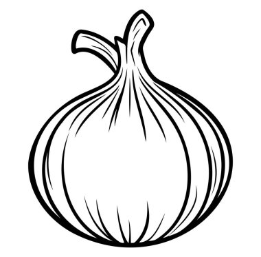 Ayrıntılı Dokusu Olan Basit Bir Soğan İllüstrasyonunun Siyah ve Beyaz Karalaması