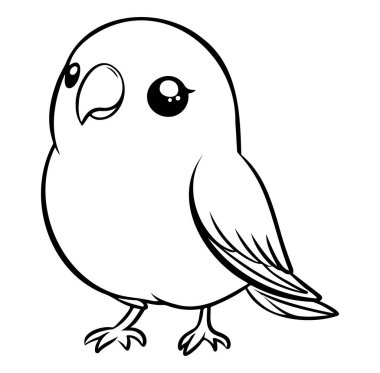 Koca Gözlü ve Yuvarlak Gövdeli Tatlı Çizgi Film Kuşu