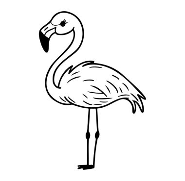 Yaratıcı Tasarımlar ve Projeler için Zarif Flamingo Doodle Çizimi