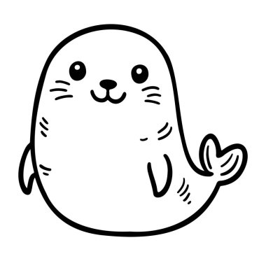 Basit Çizgi Sanat Tarzlı Mutlu Karikatür Mührü Sevimli Karikatürü