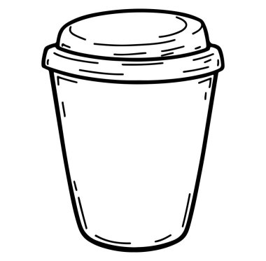 Özel Tasarımlar veya Markalaşma İçin Lid ile Paketlenmiş Kahve Fincanının Boş Çizimi