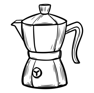 Ayrıntılı El Çizimi Çizimi Biçiminde Klasik Soba Espresso Yapıcı