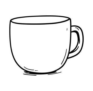 Siyah ve Beyaz Tarzlı Basit Kahve fincanının taslağı