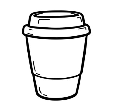 Cafe ve Restoran Temaları İçin Lid ile Bir Takeaway Coffee Cup taslağı
