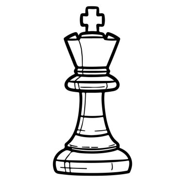 Yaratıcı Projeler için elle çizilmiş Kral Satranç Parçası İllüstrasyonu