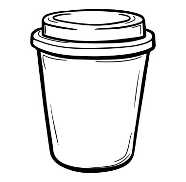 Çeşitli Kullanımlar İçin Kullanım Lid ile Tek Kullanım Kahve Fincanının Basit Taslak