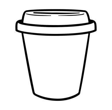 Lid in Monochrome Design ile Bir Takeaway Kahve Kupasının Basit Tasarımı