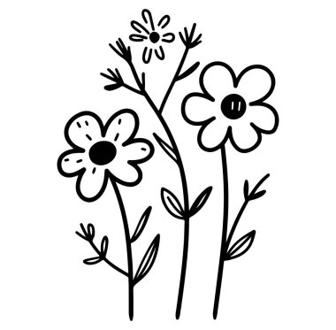 El yapımı Siyah Çizgili Çiçek Çizimi Minimalist Tasarım İçin Mükemmel