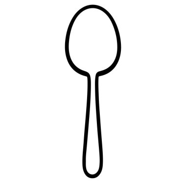 Bu görüntü, minimalist tasarım için ideal, basit bir kaşık taslağı içerir. Mutfak gereçlerini temiz ve modern bir şekilde temsil ediyor..