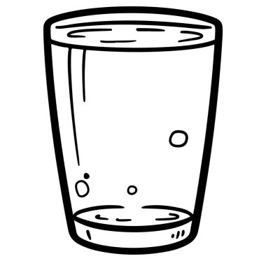 Suyla dolu berrak bir bardağın minimalist bir çizimi, basitlik ve ferahlatıcı nitelikler sergiliyor. Susuzluk ve içeceklerle ilgili tasarımlar için ideal..