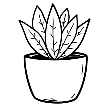 Bu el yapımı illüstrasyon, minimalist tasarım projeleri için ideal, tencerede basit bir bitki barındırıyor. Dekor, kırtasiye ya da dijital sanat için mükemmel..