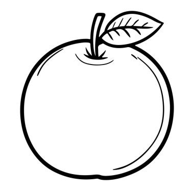 Bu, yapraklı bir elmanın basit bir taslağı. Eğitim materyalleri, yaratıcı projeler ve illüstrasyon ihtiyaçları için idealdir. Sanat ve tasarım için mükemmel.