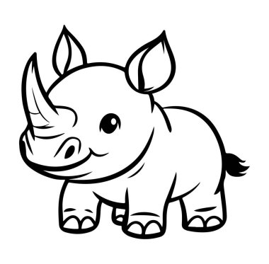 Bu sevimli çizgi film gergedanı karakteri büyük bir gülümsemeye ve neşeli bir ifadeye sahip. Çocuk kitapları, eğitim materyalleri ve daha fazlası için mükemmel..