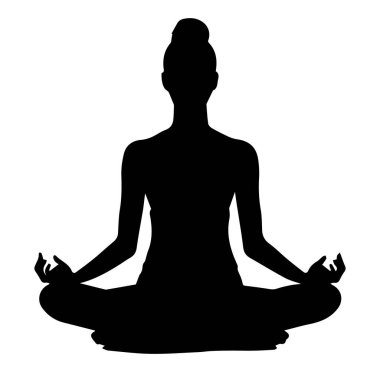 Klasik Yoga Pozu 'nda Meditasyon yapan Bir Kadının Silüeti