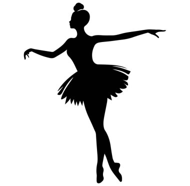 Zarif Balerin Silueti Bir Dans Hareketinde Zarifçe Poz Veriyor