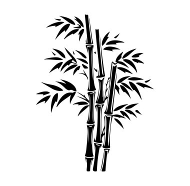 Tasarım Projeleri için Zarif Siyah ve Beyaz Bambu Çizimi