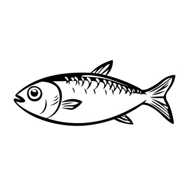 Gerçekçi Bir Balık Tasarımı 'nın Detaylı Siyah ve Beyaz Çizimi