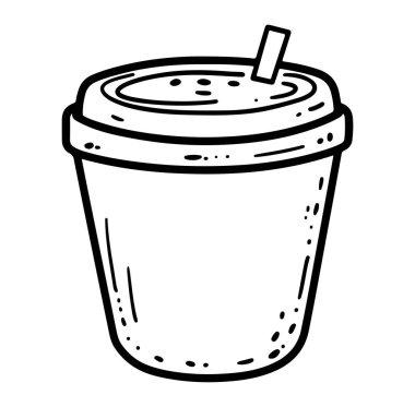 İçecekler ve içecekler için pipetli tek kullanımlık bardakların şık hatları.