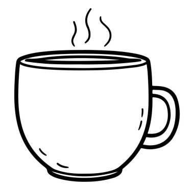 Basit Tasarımda Buhar Yükselen Minimalist Kahve Kupası İllüstrasyonu