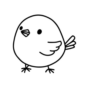 Basit Özellikleri olan Yuvarlak Kuşun Şirin Minimalist İllüstrasyonu